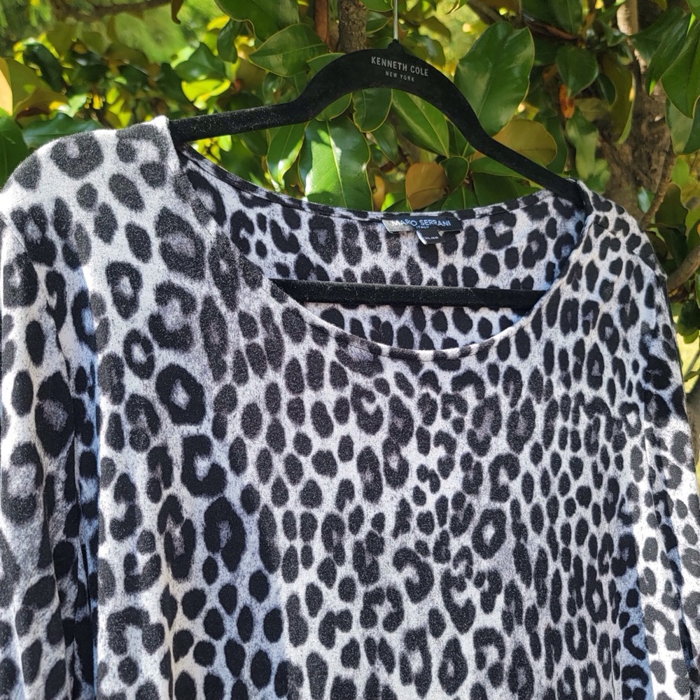 Mario Serrani Black and White Animal Print Blouse